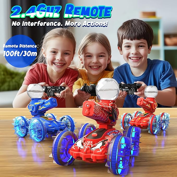 4-in-1 Waterproof Remote Control Car with Water Gun, Pool Toys for Kids age 4-8 8-12, Amphibious RC Cars & RC Boat, Water & Land RC Stunt Car, Summer Outdoor Play Toy for Boy Girl Age 3+ Birthday Gift