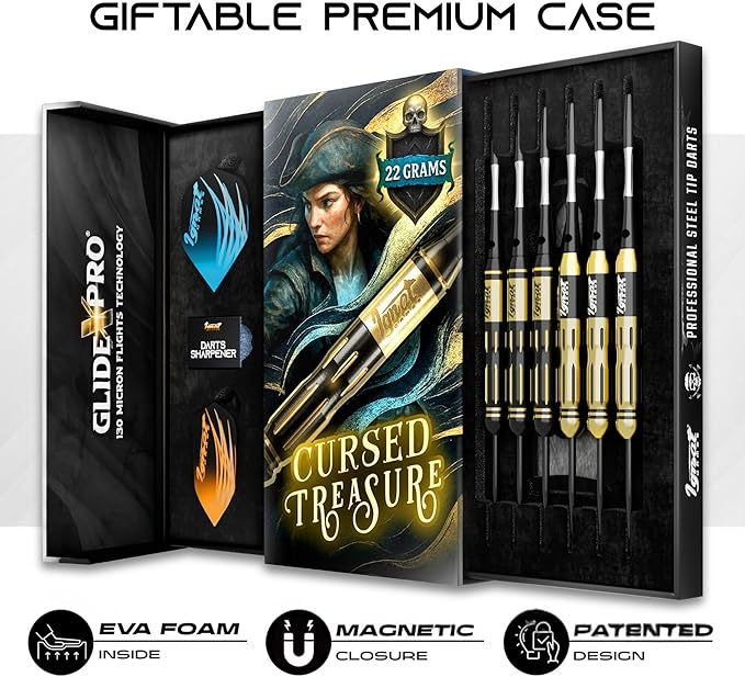 IgnatGames Steel Tip Darts Set - 3/6/12 Pack Brass Darts Metal Tip Set with Exquisite Case - Aluminum Shafts, 2 Sets of Flights, Dart Tool & Sharpener