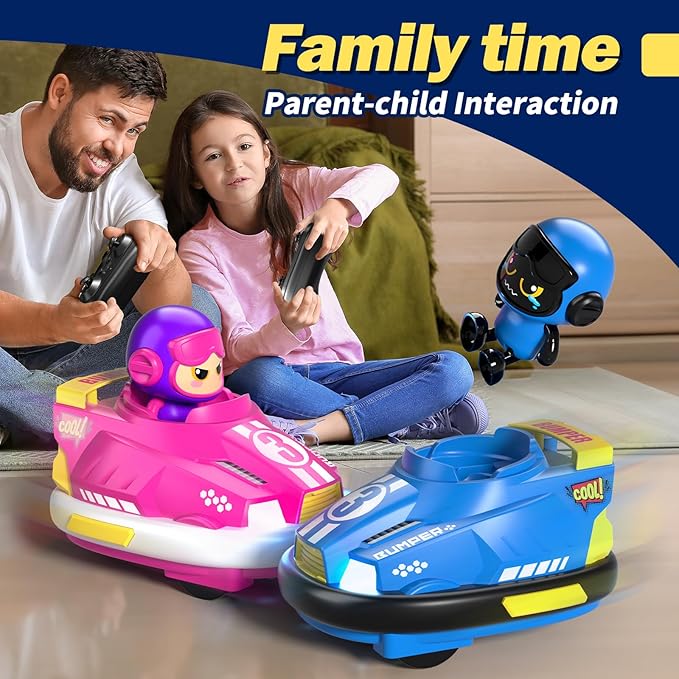 Remote Control Bumper Car Toy Set of 2 Players|Toddlers Mini RC Car Toys with Light & Sound & 360°Rotating|Christmas Birthday Gifts for 2 3 4 5 Year Old Boys Girls Kids Ideas
