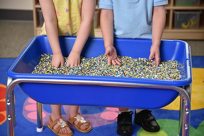 Children's Factory 18" Small Sensory Table, Sandbox with Lid, Water Table for Kids, Blue