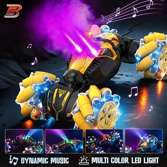 BEZGAR Gesture Sensing RC Stunt Car, Monster Truck Toys, Remote Control Monster Truck with Light, Transform Remote Control Car, Remote Control Hornet, Outdoor Toys for Kids, Rc Cars for Boys