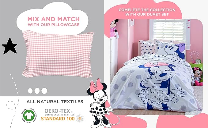 Saturday Park Disney Minnie Mouse Dreaming of Dots Full Sheet Set - 4 Piece 100% Organic Cotton Sheets - GOTS & Oeko-TEX Certified (Disney Official)