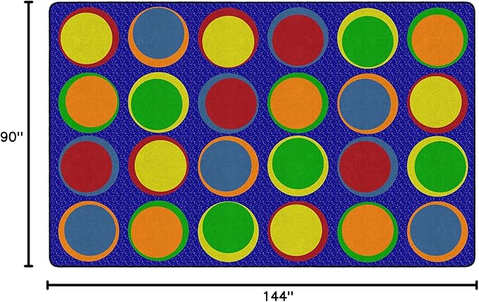 Flagship Carpets Sitting Spots Seating Rectangle Area Rug for Children's Classroom or Kids Playroom, and Home Learning Carpet, Seats 24, 7'6" x 12', Blue