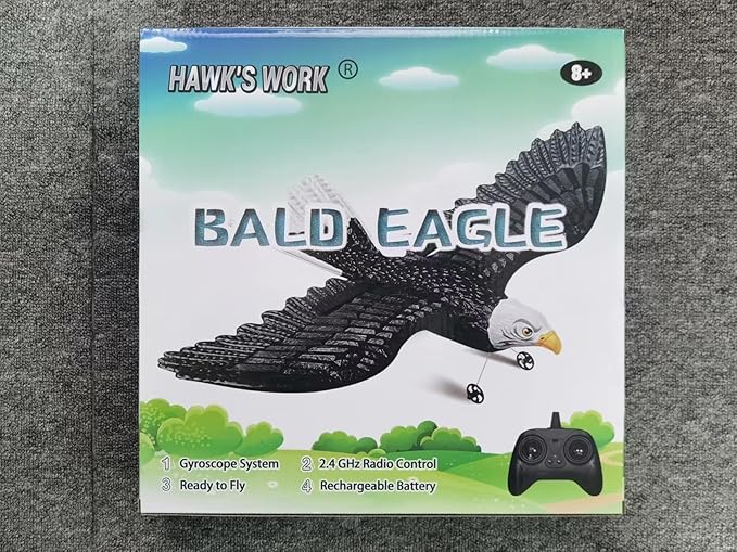 HAWK'S WORK RC Eagle, 2 CH RC Plane Ready to Fly, 2.4GHz Remote Control Airplane, Easy to Fly RC Glider for Kids & Beginners