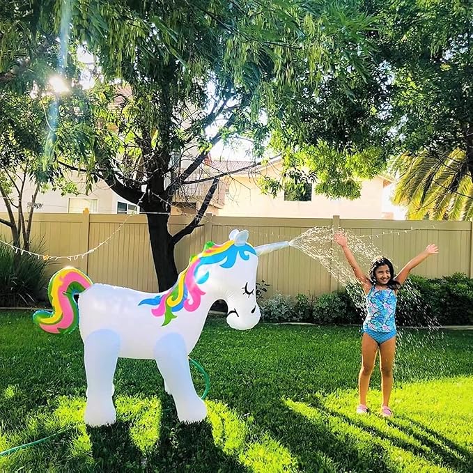 Float Joy Sprinkler for Kids Unicorn Water Sprinklers Inflatable Toys for Outdoor Play Summer Yard Kids and Adults Party Decoration