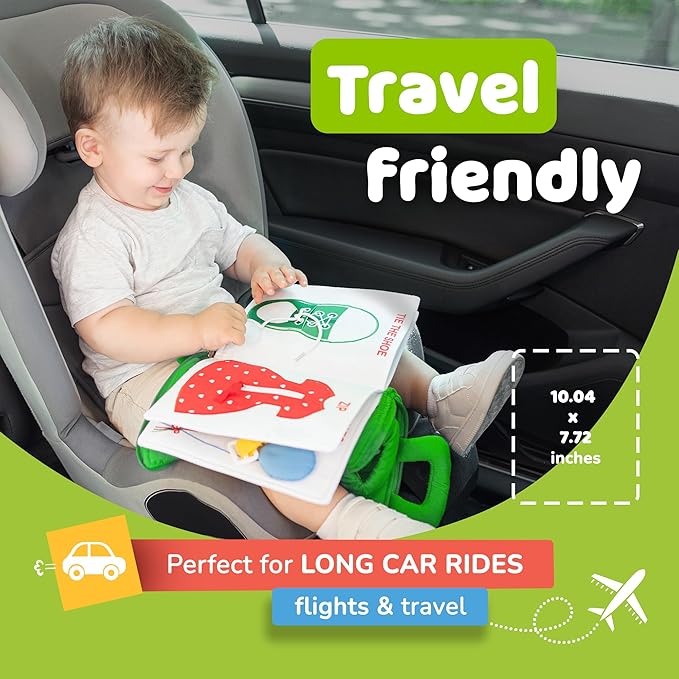 deMoca Montessori Busy Book Toddler Travel Toys 1-3 - Activity Quiet Book Airplane Travel Toys for Toddlers 1-3, Busy Board with Car and Plane Activities, Boys & Girls Birthday Gift