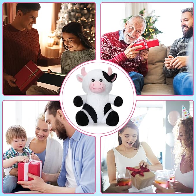Syhood 6 Pcs Cute Cow Stuffed Animals 10 Inch Cow Plush Toys for Kids Soft Plushie Farm Animal Lover Party Supplies Birthday Soft Toy Gifts for Baby Boys Girls Adults