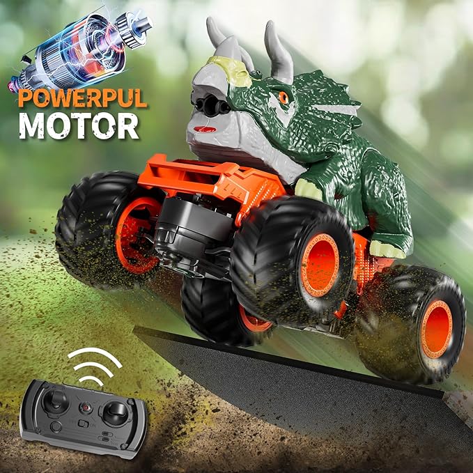 2.4GHz Remote Control Dinosaur Car Toys Gifts for 3 4 5 6 Year Old Boys Kids, Remote Control Dinosaur Car Trucks Toys for Kids Boys 3-5 4-7 8-12, Dinosaur Toys for 3 4 5 Year Old Boys