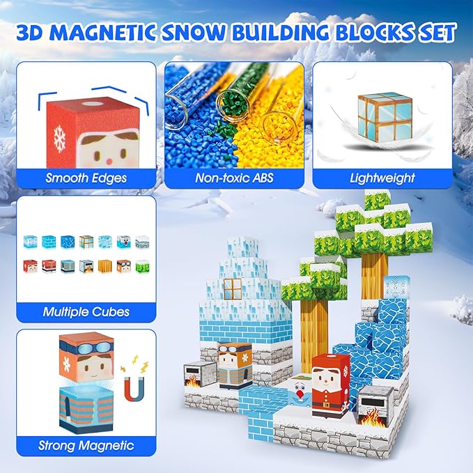 Magnetic Blocks-130pcs Mine Magnet 3D Craft World Set,Magnetic Blocks Le Building go Toys for Kids,STEM Sensory Toys for Toddlers Birthday Gifts,Constructions Toys for Boys & Girls Age 3+