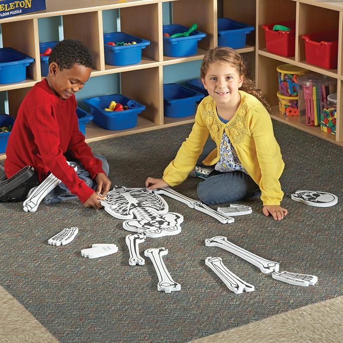 Learning Resources Skeleton Floor Puzzle, Homeschool Accessory, Anatomy Puzzle, Floor Puzzle, 15 Pieces, Ages 3+, Multi-color