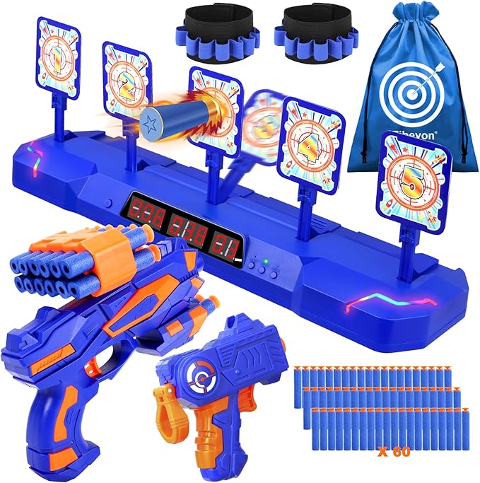 Target for Nerf Gun Practice, Plus Electric Digital Shooting Targets w/Blaster Scoring Auto Reset Target for Nerf Ideal Gift Toy for Kids, Teens, Boys and Girls Aged 5-12