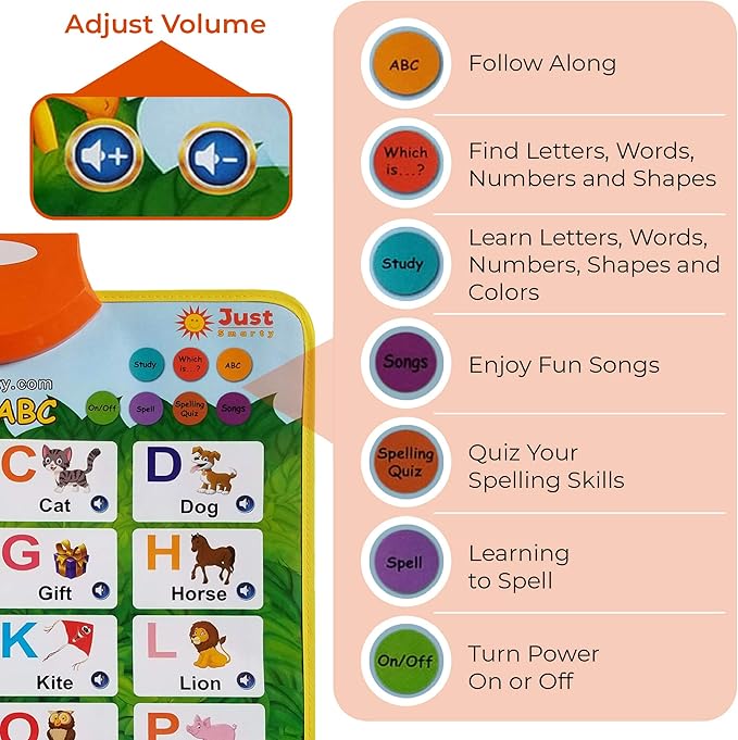 Just Smarty Interactive Learning & Education Toys for 2+ year old | Alphabet Learning Toddler Toys Age 1-2 | Learning Toys for 1 + Year Old Boys and Girls | ABC Baby Learning Toys 12-18 Months