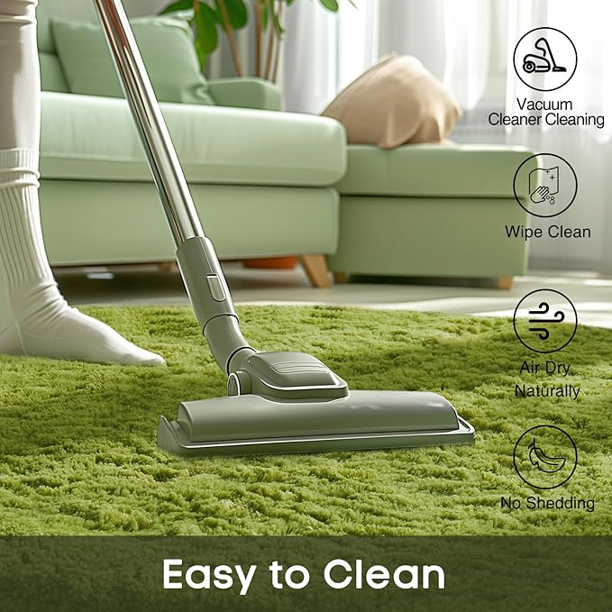 Ophanie Round Rug 4Ft Green Circle Area Rug, Green Room Decor, Fluffy Fuzzy Bedroom Carpet, Plush Soft Shaggy Living Room Rugs for Kids Home Decor Aesthetic, Nursery