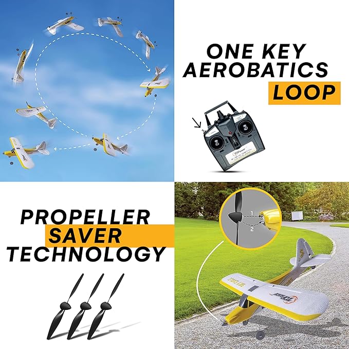 Top Race RC Plane - Remote Control Airplane for Adults and Kids - 4 Channel Stunt Flying, 20" Wing Span, 6-Axis Gyro Stabilizer - Ready to Fly with 3 Spare Propellers - Beginner-Friendly EPP Foam