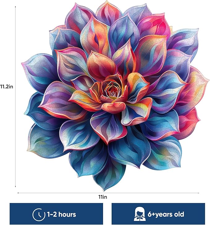 Wooden Puzzles for Adult, Flower Succulent Puzzle for Girl, Challenging Puzzle, 200 Piece Luxurious Shaped Wooden Puzzles for Adults, Family Game Medium 11.2 * 15.9in