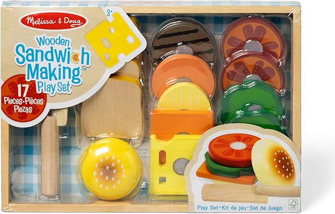 Melissa & Doug Wooden Sandwich-Making Pretend Play Food Set
