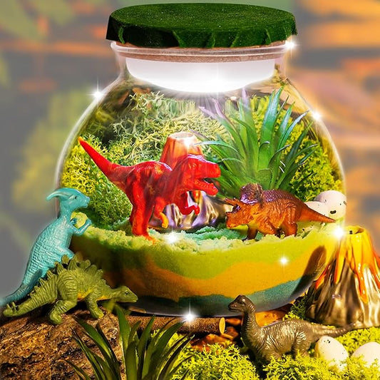 Light-Up Dinosaur Terrarium Kit for Kids, DIY Dino Toys Arts & Crafts Gift for Kid Boys Age 4 5 6 7 8-12 Years Old, LED Night Light with Remote, Birthday Easter Decoration Present