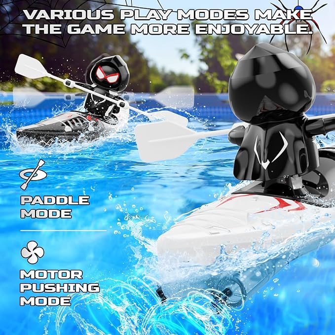 DEERC Remote Control Boat for Kids,RC Spider Kayak Boat Toys for Pool,Lake,Bathtub with Light Summer Outdoor Water Toys Never Capsize Gift for Kids Boys Girls