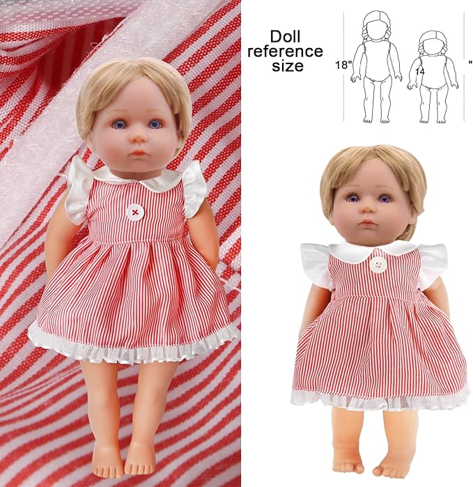 Alive Baby Doll Clothes and Accessories - 12 Sets Girl Doll Clothes Dress for 12 13 14 15 16 Inch Doll, Baby Doll Clothes - Doll Outfits Accessories w/Hairpin & Underwear for Doll Gift
