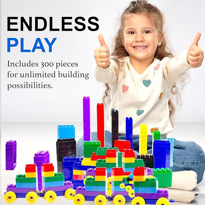Dimple Building Blocks for Toddler (300 Pcs) Stacking Toys & Puzzle Games for Learning and STEM Fun Montessori Toys, Educational Baby Blocks Age 3+ Toddler Boy & Girl Birthday for Kids