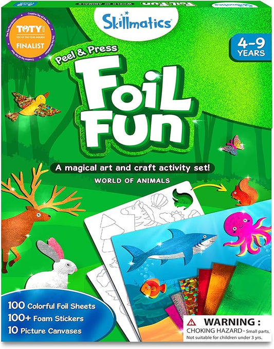 Skillmatics Art & Craft Activity - Foil Fun Animals, No Mess Art for Kids, Travel Toys, Craft Kits, DIY Creative Activity, Gifts for Boys & Girls Ages 4, 5, 6, 7, 8, 9