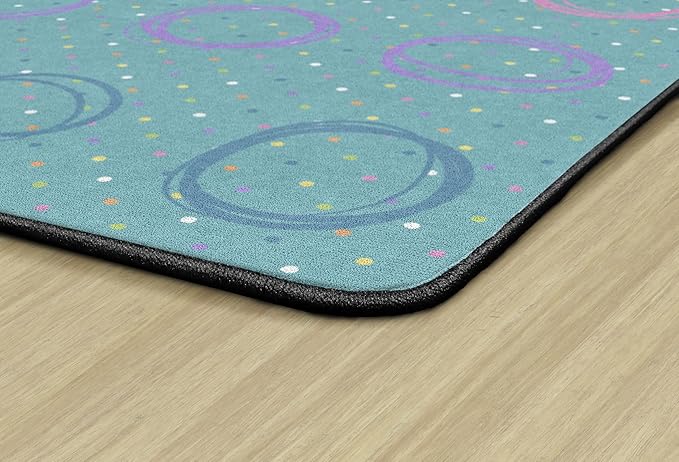 Flagship Carpets Smiley Circle Sampler Abstract Educational Area Rug for Kids Room Seating Décor, Children's Classroom, Play Carpet for Teaching and Playroom, Seats 20, 6' x 8'4", Blue & Multi
