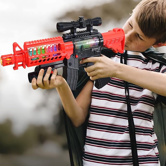 ArtCreativity Toy Rifle Vibrating Toy Guns for Boys, 13.25 Inch Light Up Fake Gun with Sounds, Immersive Vibration, and Batteries Included, Military Toy Machine Gun, Toy Guns for Boys 8-12