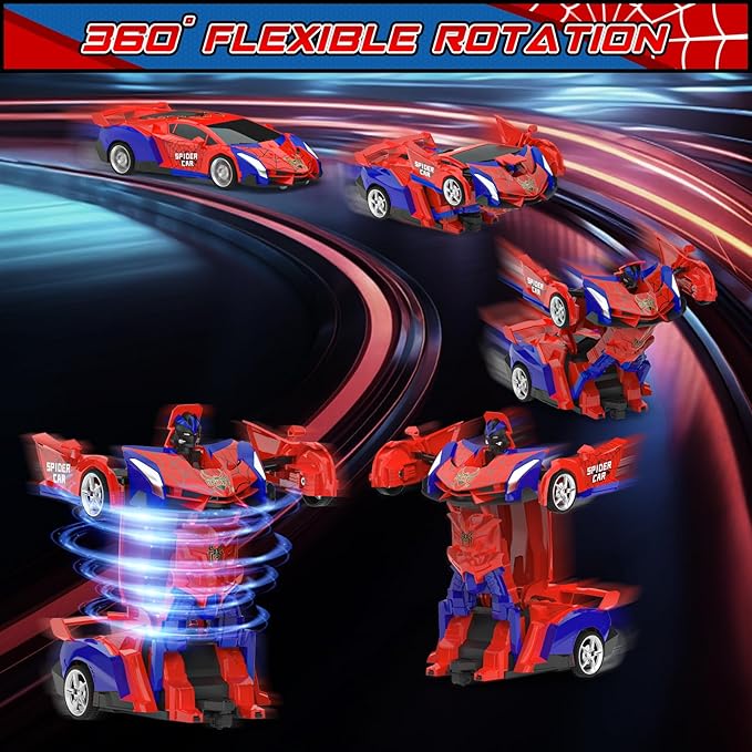 BLUEJAY Transform Rc Cars for Boys 4-7 8-12, 2.4Ghz Remote Control Car 1:18 Scale Transforming Robot, One-Button Deformation 360° Rotation Car Toy Gifts for Boys 3-5