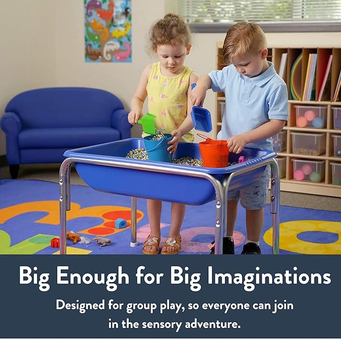 Children's Factory 18" Small Sensory Table, Sandbox with Lid, Water Table for Kids, Blue