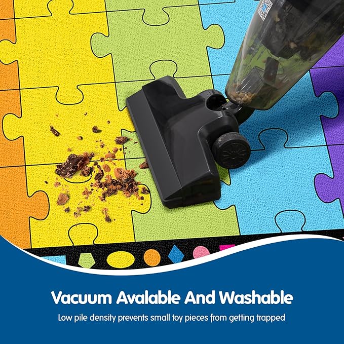 Booooom Jackson Large Colorful Puzzle Area Rug - 7'5"x13' with Non-Slip Backing - School Classroom 24 Seating Elementary Carpet