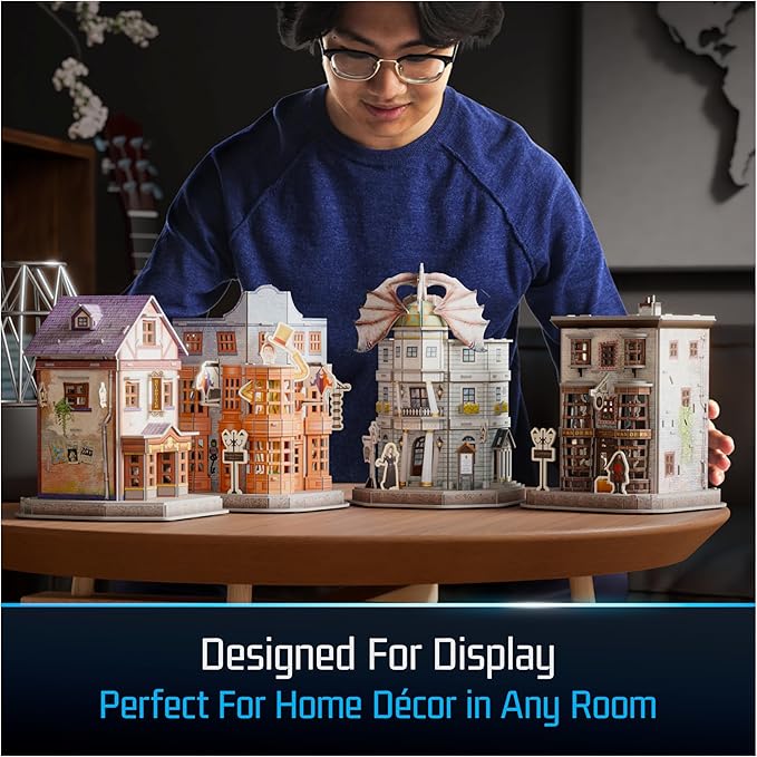 4D Build, Harry Potter Diagon Alley 3D Model Kit with 4 Buildings, Harry Potter Collectibles & Desk Décor, Adult Puzzle, Building Toys, 3D Puzzles for Adults & Teens, 287 Pieces, for Ages 12 & Up