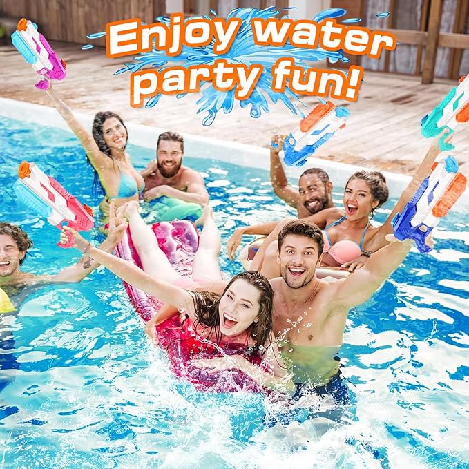 600cc Water Gun for Kids Adults：6 Pack Squirt Blasters Super Water Gun Soaker with Long Range High Capacity for Boys Girls Summer Swimming Pool Beach Outdoor Water Fighting Play Toys Party Favors