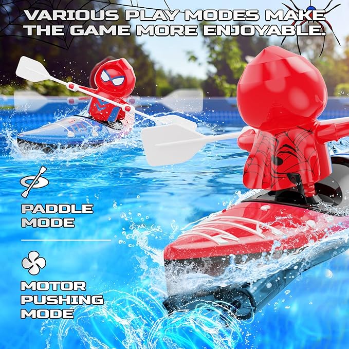 DEERC Mini RC Boat,Remote Control Spider Kayak Boat Pool Water Toys for Kids with Light,Lake,Bathtub,Summer Outdoor Water Toys Gift for Kids Boys Ages 4-8