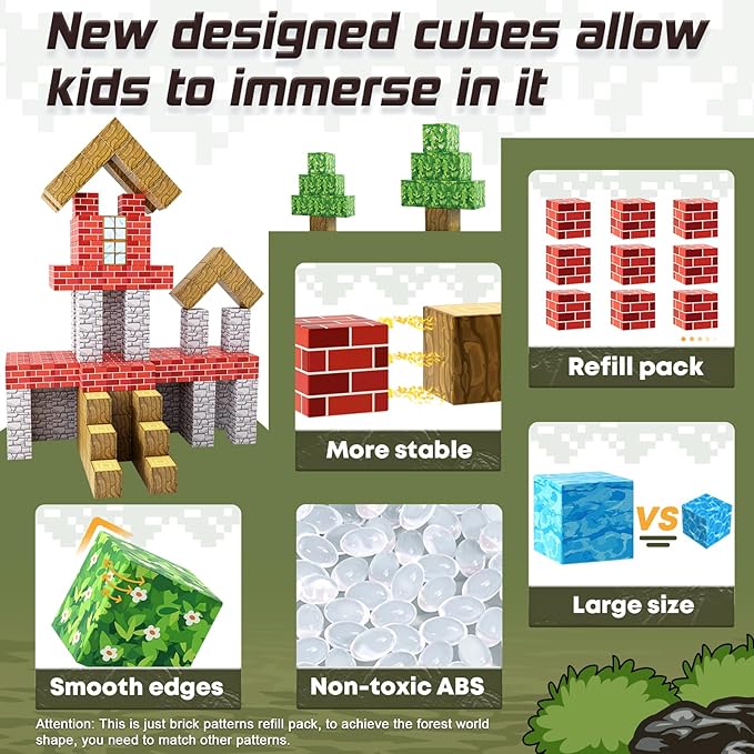 Magnetic Blocks-Build Mine Magnet World Brick Edition, Magnetic Toys for Boys & Girls Age 3-4 4-5 6-8, STEM Montessori Sensory Toys for Toddlers Gifts for 3+ Years Old Girls Boys