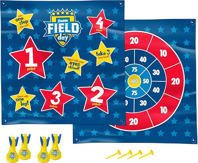 Franklin Sports Toss N' Flip Darts - Indoor and Outdoor Darts Game for Kids - Yard Toss Game with Inflatable Darts Red/Blue