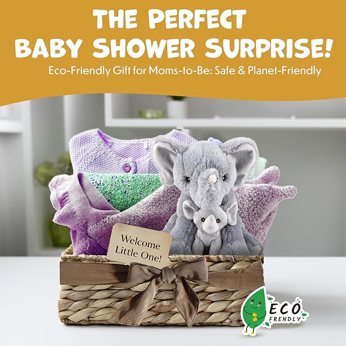 Mom and Baby Stuffed Animals for Boys & Girls, Safari Baby Shower Decorations, Nursery Decor, Zoo Animals for Toddlers, Quality Realistic Toy for Kids, Cute, Soft, Huggable, Squeezable (9.5" Elephant)