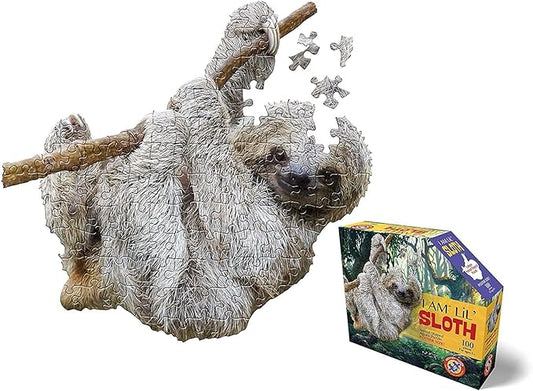 Madd Capp Puzzles Jr. - I AM Lil’ Sloth - 100 Pieces - Animal Shaped Jigsaw Puzzle