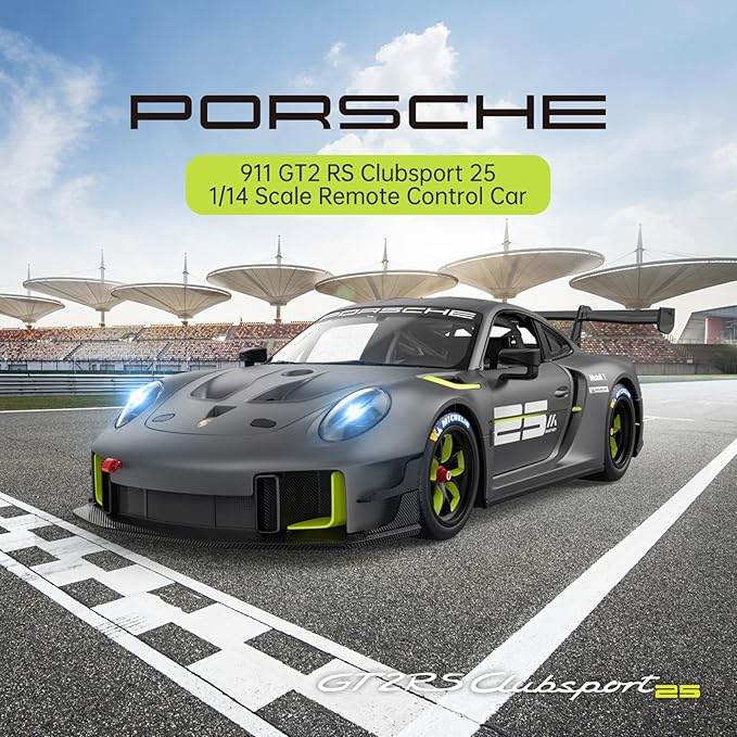 RASTAR RC Cars 1/14 Porsche 911 GT2 RS Clubsport 25 Remote Control Porsche Toy Car for Kids, Grey 2.4GHz