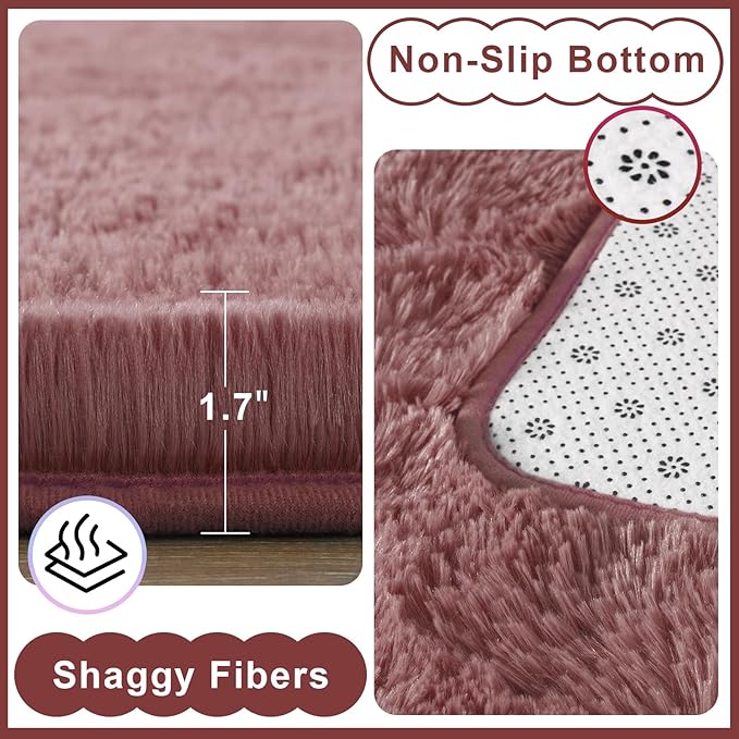 Ompaa Fluffy Rug, Super Soft Fuzzy Area Rugs for Bedroom Living Room - 6' x 9' Large Plush Furry Shag Rug - Kids Playroom Nursery Classroom Dining Room Decor Floor Carpet, Blush