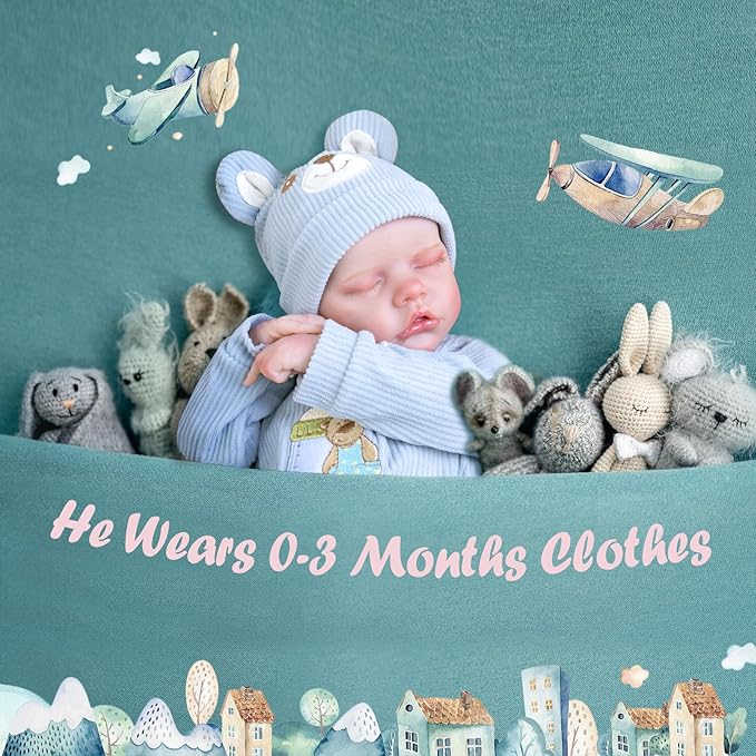 Aori Reborn Baby Dolls Boy - 18 Inch Realistic Sleeping Newborn Doll Soft Cloth Body Handmade Lifelike Baby Doll with Outfit Set - Weighted Baby Boy for Role Play, Gift for Kids 3+