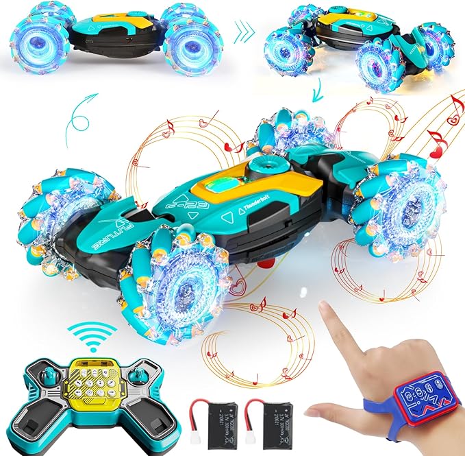 Remote Control Car, RC Gesture Control Stunt Car, 4 WD, 360° Rotation with Lights and Music, 2.4Ghz Hand Controlled Remote Control Twister Cars for Kids Gift 6-12 Years Boys and Girls