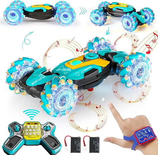 Remote Control Car, RC Gesture Control Stunt Car, 4 WD, 360° Rotation with Lights and Music, 2.4Ghz Hand Controlled Remote Control Twister Cars for Kids Gift 6-12 Years Boys and Girls