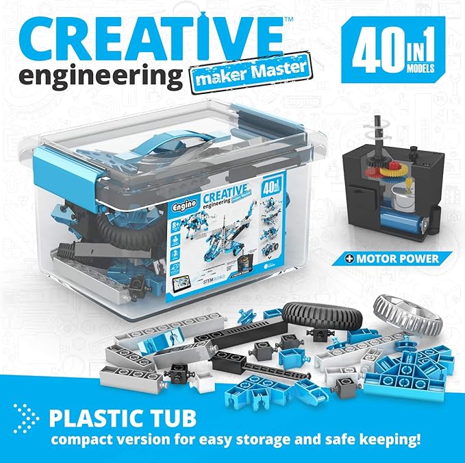 Engino- Creative Engineering Stem Toys, 40 Motorized Models, Educational Playset for Kids 8+, Construction Toys for Inventors, Gift for Boys & Girls