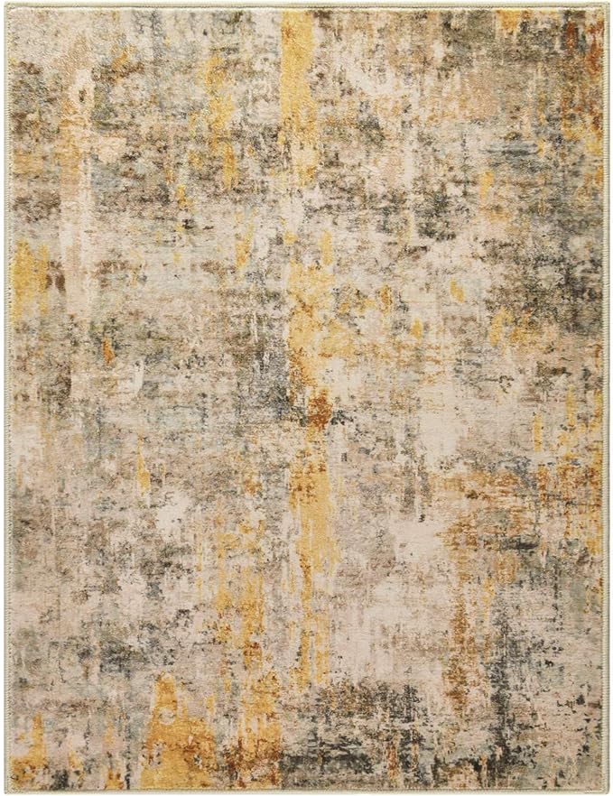 Entrance Rugs Indoor 2x3 Beige Entry Rug Washable Abstract Small Area Rug Non-Slip Low Pile Light Tan Throw Rugs for Entryway, Kitchen Floor, Front Door Indoor Door Mat, Bedroom Bedside