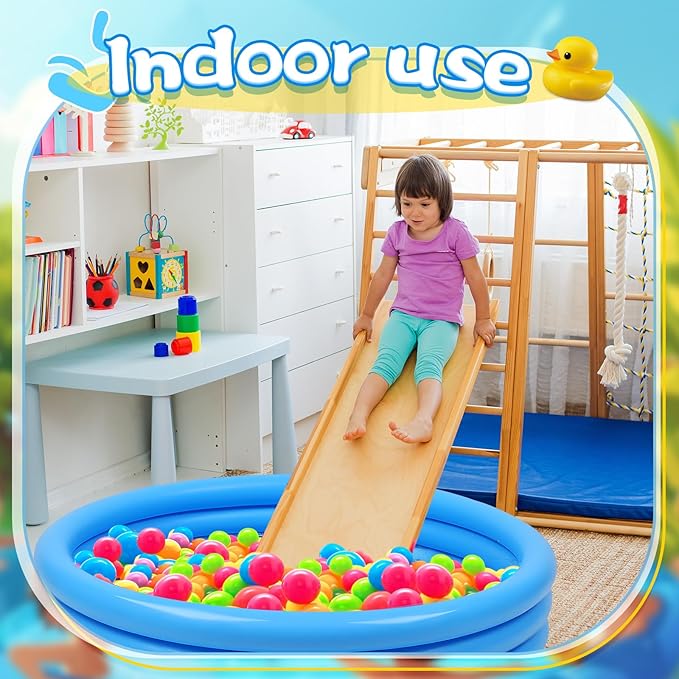 Jerify 3 Pack Kiddie Pool for Toddler Kids 45 x 10 Inch Inflatable Portable Round Paddling Pool 3 Rings Blow up Rings Round Baby Padding Ball Pond for Indoor Outdoor Water Game Play (Light Blue)