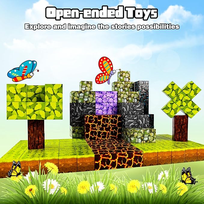 32pcs Magnet Building Blocks Montessori Stacking Toys for Toddlers ，Magnetic Tiles Building STEM Toys for Boys & Girl Kids Toddler Toys for 3+ Years Old