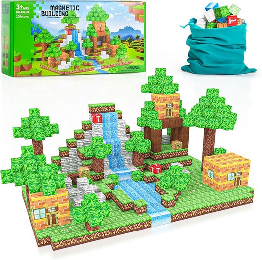100PCS Magnetic Blocks - Building Toys for Boys Girls 3+,Toddler Building Magnet Toy STEM Sensory Game,Christmas Birthday Gifts for Kids Ages 4 5 6 7 8 9