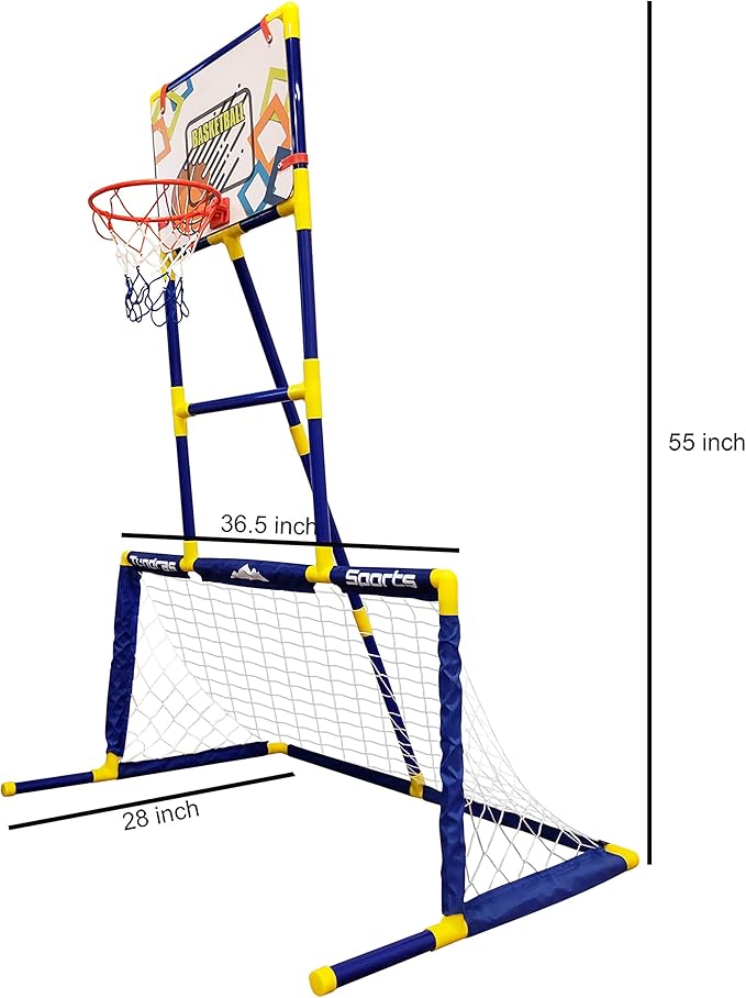 Kids Basketball Hoop Arcade Game, 3 in 1 Sports Center - Hockey, Soccer, Sports Station - Indoor Arcade Game, Includes Basketball Hoop, Hockey net, Soccer Goal for Toddlers and Children Boys and Girls