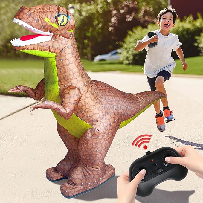 Rc Dinosaur Toy Inflatable Remote Control Cars Walking Forward Backward 360° Rotation Gifts for Boys Kids 3,4,5,6-12 Years Old