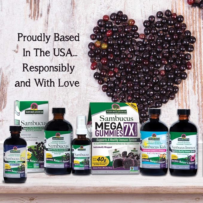 Nature's Answer Sambucus Elder Berry Extract Syrup 8 Ounce (3 Pack) | Daily Immune Support | Packed with Antioxidants | Family Friendly | Flue Season Defender